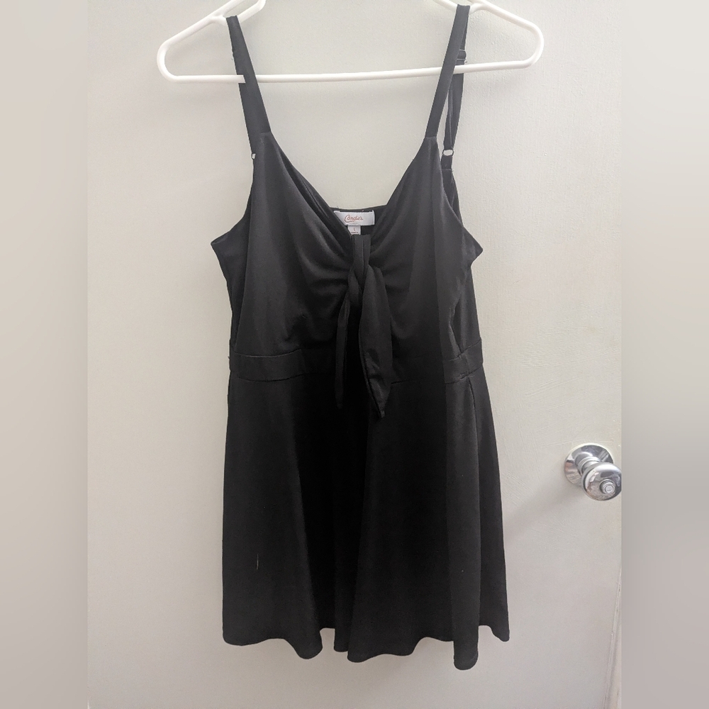 Candie's Romper Black Large Tie Front Detail Vacation Summer Cruise EUC